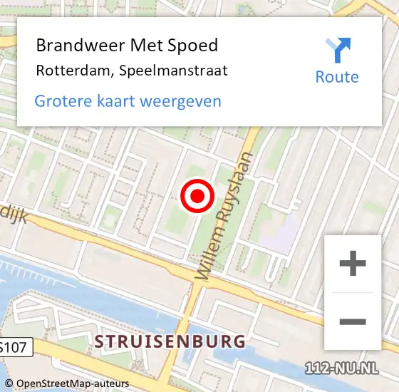 Locatie op kaart van de 112 melding: Brandweer Met Spoed Naar Rotterdam, Speelmanstraat op 27 december 2024 15:40