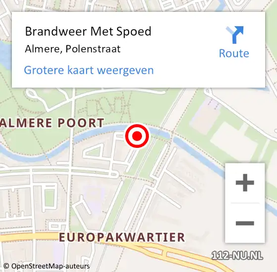 Locatie op kaart van de 112 melding: Brandweer Met Spoed Naar Almere, Polenstraat op 27 december 2024 15:50