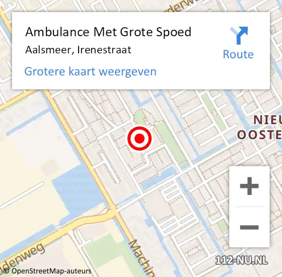 Locatie op kaart van de 112 melding: Ambulance Met Grote Spoed Naar Aalsmeer, Irenestraat op 27 december 2024 16:10