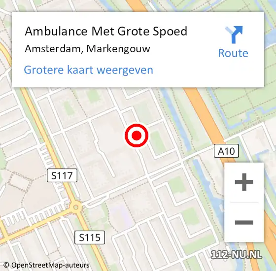 Locatie op kaart van de 112 melding: Ambulance Met Grote Spoed Naar Amsterdam, Markengouw op 27 december 2024 16:16