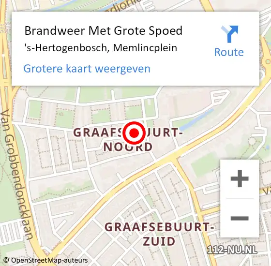 Locatie op kaart van de 112 melding: Brandweer Met Grote Spoed Naar 's-Hertogenbosch, Memlincplein op 27 december 2024 16:28