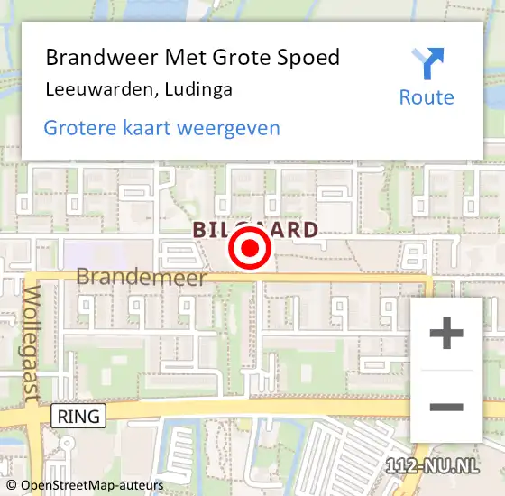 Locatie op kaart van de 112 melding: Brandweer Met Grote Spoed Naar Leeuwarden, Ludinga op 27 december 2024 17:15