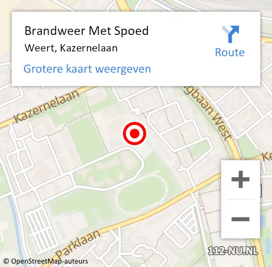 Locatie op kaart van de 112 melding: Brandweer Met Spoed Naar Weert, Kazernelaan op 27 december 2024 17:23