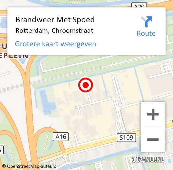 Locatie op kaart van de 112 melding: Brandweer Met Spoed Naar Rotterdam, Chroomstraat op 27 december 2024 17:34