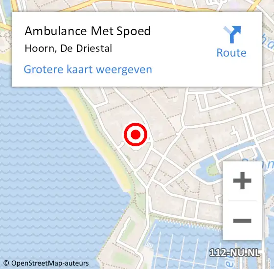 Locatie op kaart van de 112 melding: Ambulance Met Spoed Naar Hoorn, De Driestal op 27 december 2024 17:35