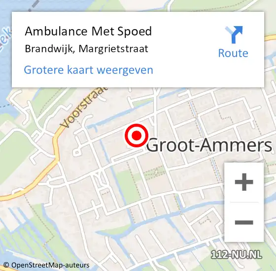 Locatie op kaart van de 112 melding: Ambulance Met Spoed Naar Brandwijk, Margrietstraat op 27 december 2024 18:19