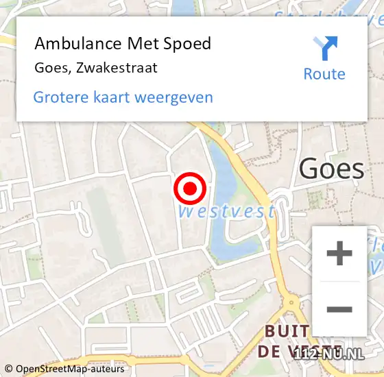 Locatie op kaart van de 112 melding: Ambulance Met Spoed Naar Goes, Zwakestraat op 31 oktober 2014 19:05