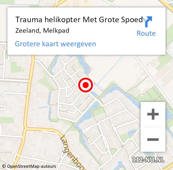 Locatie op kaart van de 112 melding: Trauma helikopter Met Grote Spoed Naar Zeeland, Melkpad op 27 december 2024 18:29