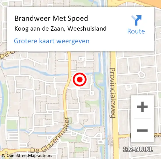 Locatie op kaart van de 112 melding: Brandweer Met Spoed Naar Koog aan de Zaan, Weeshuisland op 27 december 2024 18:29