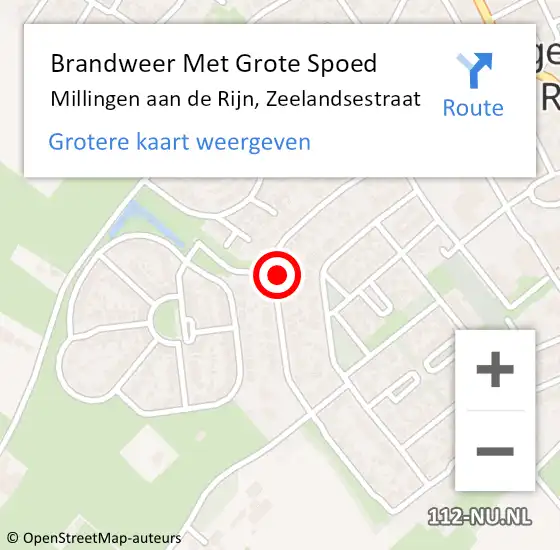 Locatie op kaart van de 112 melding: Brandweer Met Grote Spoed Naar Millingen aan de Rijn, Zeelandsestraat op 27 december 2024 18:30