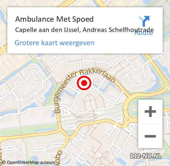 Locatie op kaart van de 112 melding: Ambulance Met Spoed Naar Capelle aan den IJssel, Andreas Schelfhoutrade op 27 december 2024 18:35