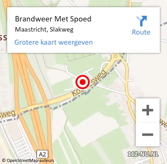 Locatie op kaart van de 112 melding: Brandweer Met Spoed Naar Maastricht, Slakweg op 27 december 2024 18:45