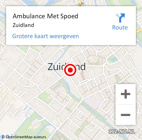 Locatie op kaart van de 112 melding: Ambulance Met Spoed Naar Zuidland op 27 december 2024 18:51