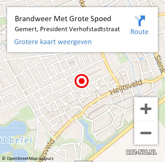 Locatie op kaart van de 112 melding: Brandweer Met Grote Spoed Naar Gemert, President Verhofstadtstraat op 27 december 2024 18:52