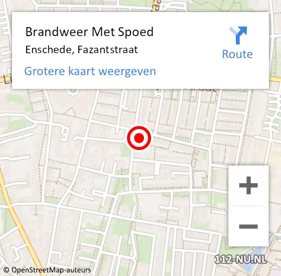 Locatie op kaart van de 112 melding: Brandweer Met Spoed Naar Enschede, Fazantstraat op 27 december 2024 19:05