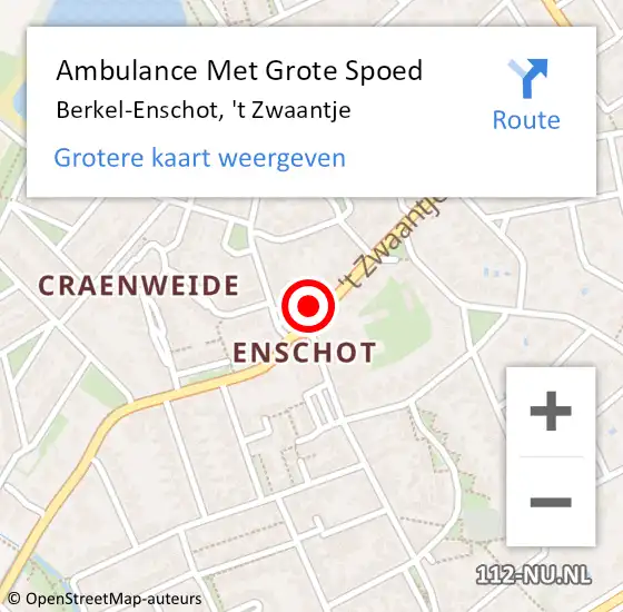 Locatie op kaart van de 112 melding: Ambulance Met Grote Spoed Naar Berkel-Enschot, 't Zwaantje op 31 oktober 2014 19:09