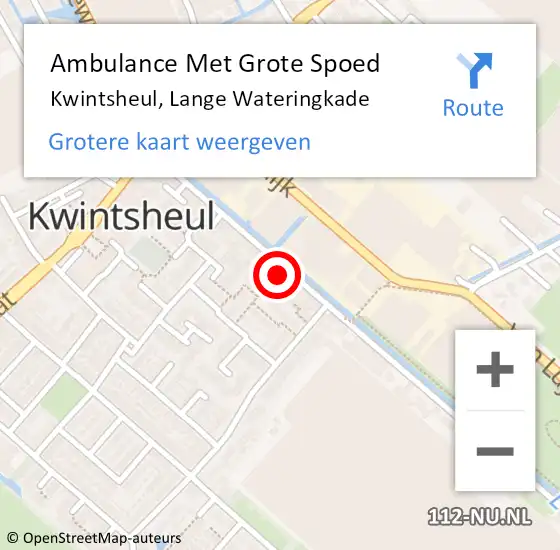 Locatie op kaart van de 112 melding: Ambulance Met Grote Spoed Naar Kwintsheul, Lange Wateringkade op 27 december 2024 19:17