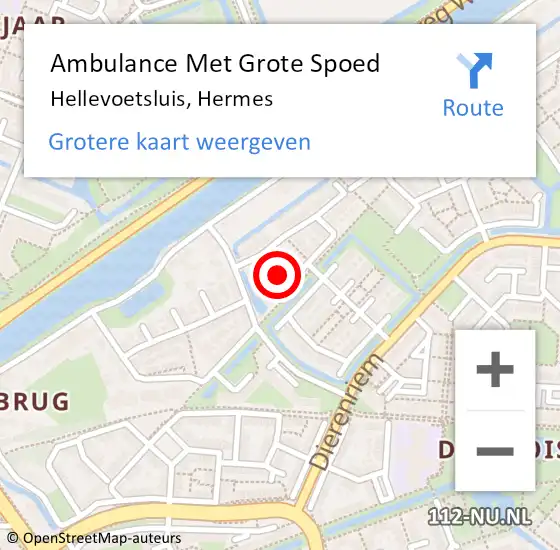 Locatie op kaart van de 112 melding: Ambulance Met Grote Spoed Naar Hellevoetsluis, Hermes op 27 december 2024 19:25