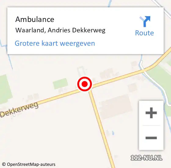 Locatie op kaart van de 112 melding: Ambulance Waarland, Andries Dekkerweg op 27 december 2024 19:32