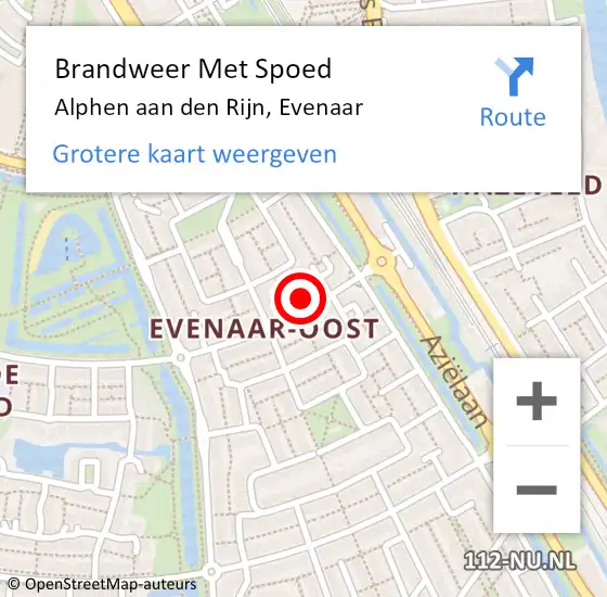 Locatie op kaart van de 112 melding: Brandweer Met Spoed Naar Alphen aan den Rijn, Evenaar op 27 december 2024 19:41