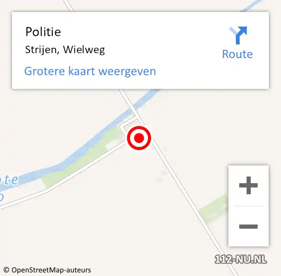 Locatie op kaart van de 112 melding: Politie Strijen, Wielweg op 27 december 2024 19:50