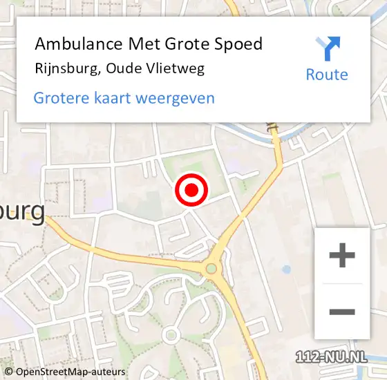 Locatie op kaart van de 112 melding: Ambulance Met Grote Spoed Naar Rijnsburg, Oude Vlietweg op 27 december 2024 19:59