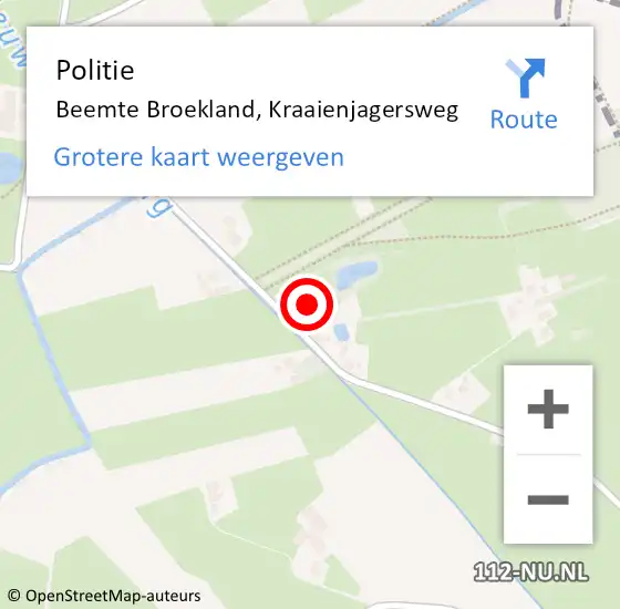 Locatie op kaart van de 112 melding: Politie Beemte Broekland, Kraaienjagersweg op 27 december 2024 20:04