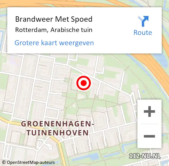 Locatie op kaart van de 112 melding: Brandweer Met Spoed Naar Rotterdam, Arabische tuin op 27 december 2024 20:21