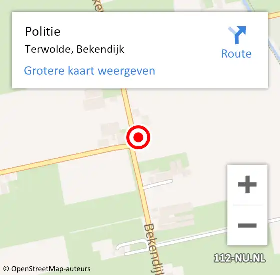 Locatie op kaart van de 112 melding: Politie Terwolde, Bekendijk op 27 december 2024 20:22