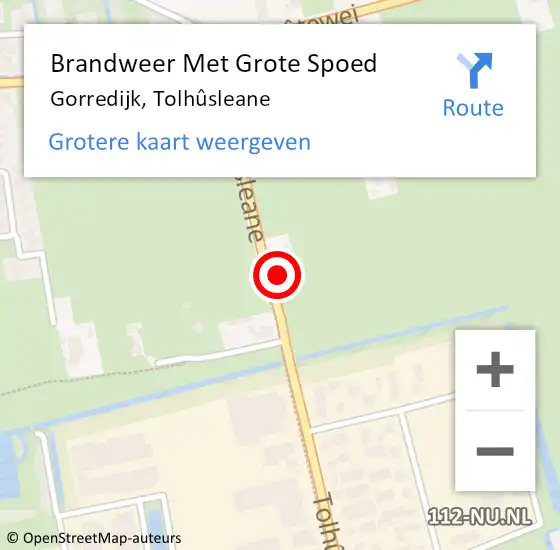 Locatie op kaart van de 112 melding: Brandweer Met Grote Spoed Naar Gorredijk, Tolhûsleane op 27 december 2024 20:24