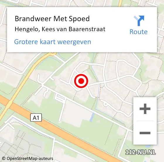 Locatie op kaart van de 112 melding: Brandweer Met Spoed Naar Hengelo, Kees van Baarenstraat op 31 oktober 2014 19:26