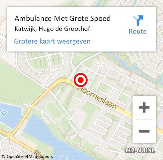 Locatie op kaart van de 112 melding: Ambulance Met Grote Spoed Naar Katwijk, Hugo de Groothof op 27 december 2024 20:47