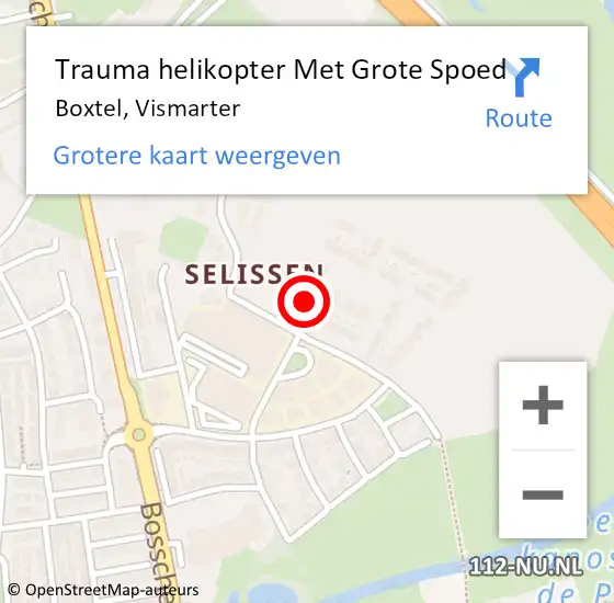 Locatie op kaart van de 112 melding: Trauma helikopter Met Grote Spoed Naar Boxtel, Vismarter op 27 december 2024 21:59