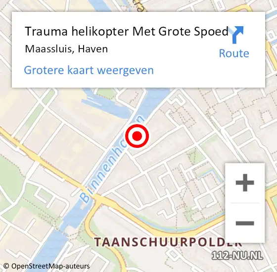 Locatie op kaart van de 112 melding: Trauma helikopter Met Grote Spoed Naar Maassluis, Haven op 27 december 2024 22:14