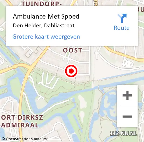 Locatie op kaart van de 112 melding: Ambulance Met Spoed Naar Den Helder, Dahliastraat op 27 december 2024 22:47