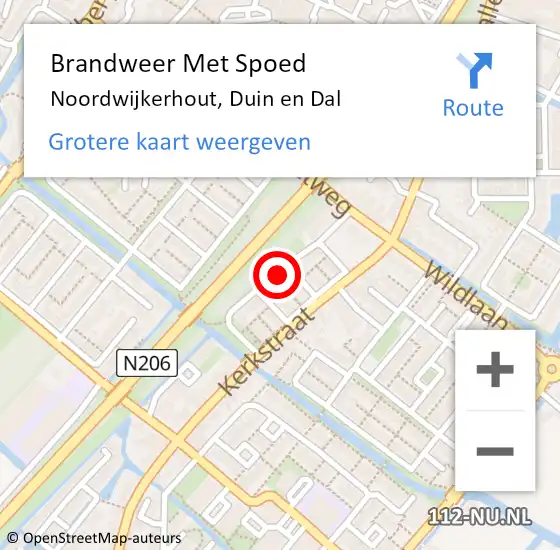 Locatie op kaart van de 112 melding: Brandweer Met Spoed Naar Noordwijkerhout, Duin en Dal op 27 december 2024 22:58