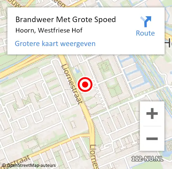 Locatie op kaart van de 112 melding: Brandweer Met Grote Spoed Naar Hoorn, Westfriese Hof op 27 december 2024 23:23