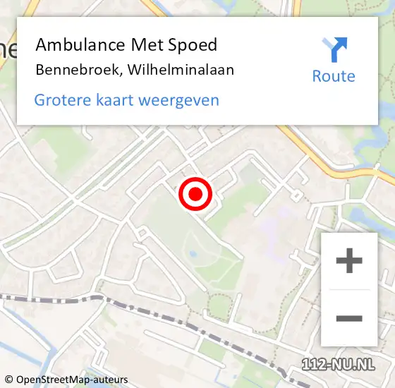 Locatie op kaart van de 112 melding: Ambulance Met Spoed Naar Bennebroek, Wilhelminalaan op 27 december 2024 23:45