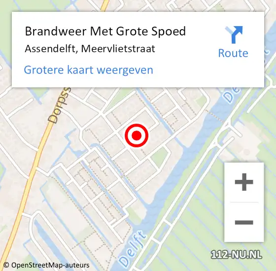 Locatie op kaart van de 112 melding: Brandweer Met Grote Spoed Naar Assendelft, Meervlietstraat op 27 december 2024 23:57