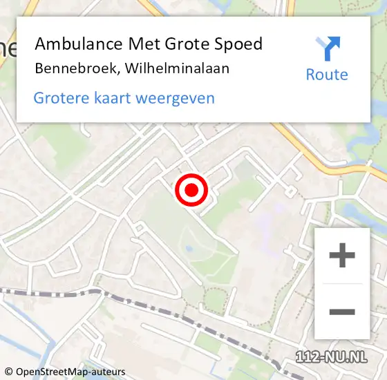 Locatie op kaart van de 112 melding: Ambulance Met Grote Spoed Naar Bennebroek, Wilhelminalaan op 27 december 2024 23:59