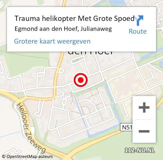 Locatie op kaart van de 112 melding: Trauma helikopter Met Grote Spoed Naar Egmond aan den Hoef, Julianaweg op 28 december 2024 01:08