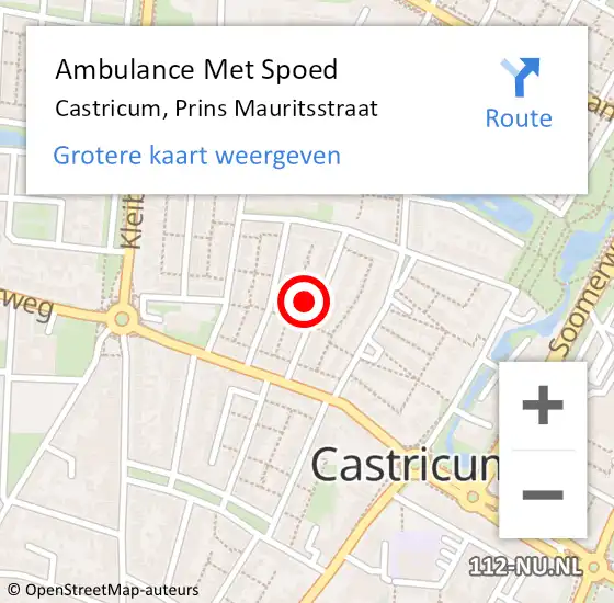 Locatie op kaart van de 112 melding: Ambulance Met Spoed Naar Castricum, Prins Mauritsstraat op 28 december 2024 01:09