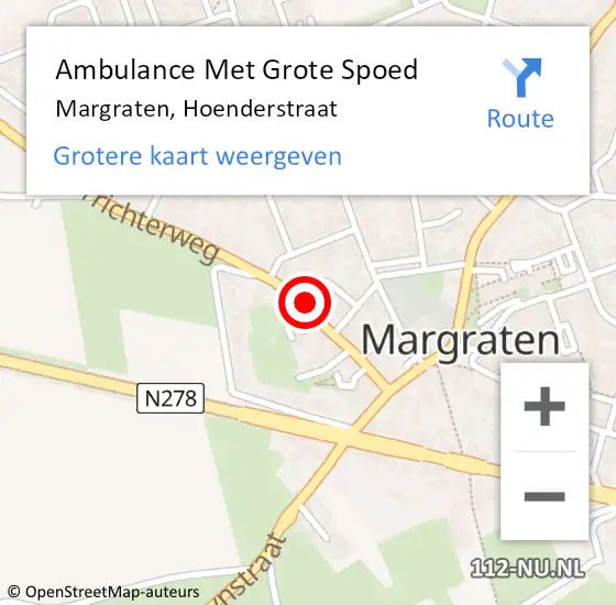 Locatie op kaart van de 112 melding: Ambulance Met Grote Spoed Naar Margraten, Hoenderstraat op 31 oktober 2014 19:51