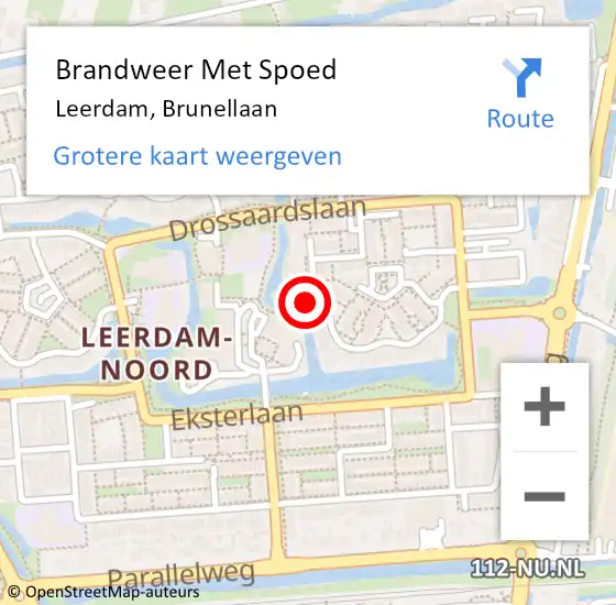 Locatie op kaart van de 112 melding: Brandweer Met Spoed Naar Leerdam, Brunellaan op 28 december 2024 01:59