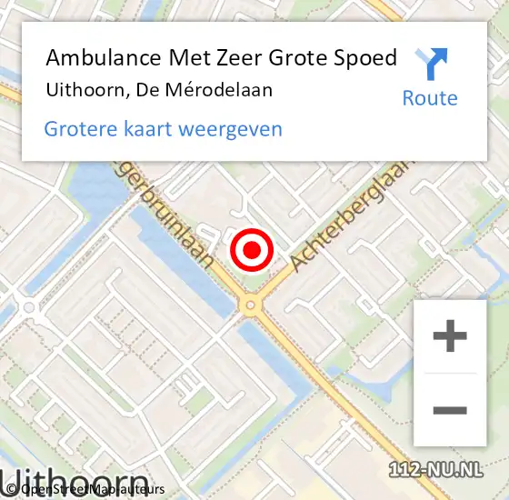 Locatie op kaart van de 112 melding: Ambulance Met Zeer Grote Spoed Naar Uithoorn, De Mérodelaan op 28 december 2024 02:10