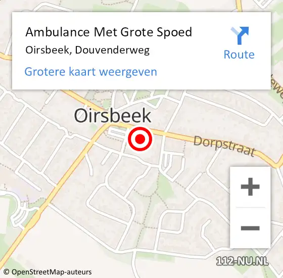 Locatie op kaart van de 112 melding: Ambulance Met Grote Spoed Naar Oirsbeek, Douvenderweg op 31 oktober 2014 19:56