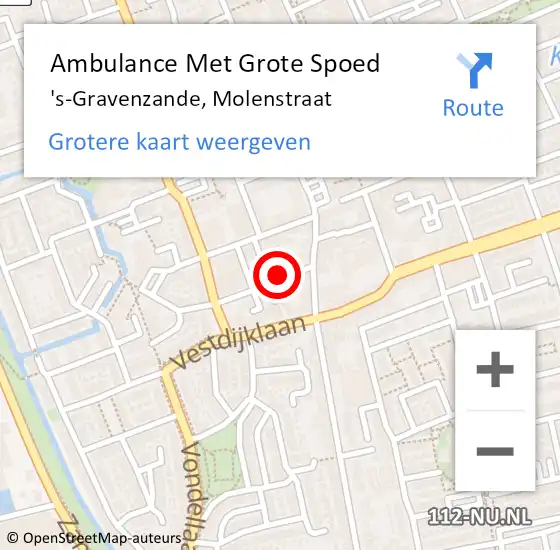 Locatie op kaart van de 112 melding: Ambulance Met Grote Spoed Naar 's-Gravenzande, Molenstraat op 28 december 2024 03:01