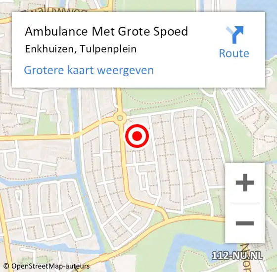 Locatie op kaart van de 112 melding: Ambulance Met Grote Spoed Naar Enkhuizen, Tulpenplein op 28 december 2024 03:24