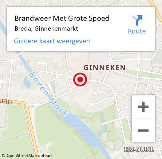 Locatie op kaart van de 112 melding: Brandweer Met Grote Spoed Naar Breda, Ginnekenmarkt op 28 december 2024 03:39