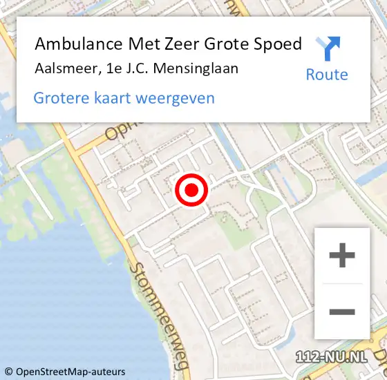 Locatie op kaart van de 112 melding: Ambulance Met Zeer Grote Spoed Naar Aalsmeer, 1e J.C. Mensinglaan op 28 december 2024 04:33